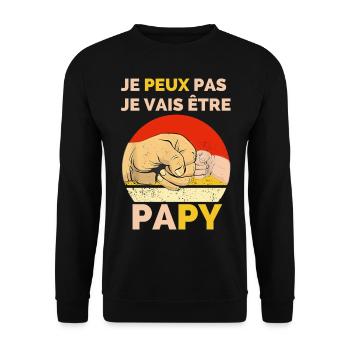 Ich kann kein T-Shirt, ich werde Opa sein - Unisex Pullover - Schwarz - Vorne - Alina (178cm) & Michal (187cm)