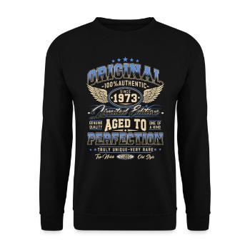 Original 1973 Vintage Born Cadeau d’anniversaire - Sweat-shirt Unisexe - noir - Devant - Alina (178cm) & Michal (187cm)
