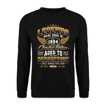 1994 Vintage Born Legends Cadeau d’anniversaire - Sweat-shirt Unisexe - noir - Devant - Alina (178cm) & Michal (187cm)