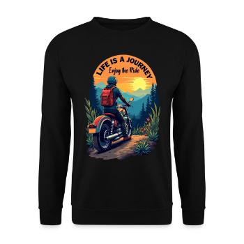 Genießen Sie die Fahrt - Unisex Pullover - Schwarz - Vorne - Alina (178cm) & Michal (187cm)