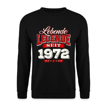 1972 Geburtsjahr Geburtstag Geburt geboren - Unisex Pullover - Schwarz - Vorne - Alina (178cm) & Michal (187cm)