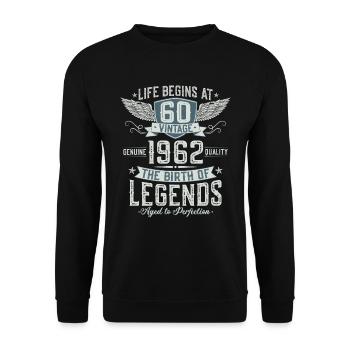Né en 1962 Légendes 60 ans anniversaire - Sweat-shirt Unisexe - noir - Devant - Alina (178cm) & Michal (187cm)