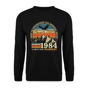 Great Since 1984 Vintage Birthday Gift - Unisex Sweatshirt - black - Front - Alina (178cm) & Michal (187cm)