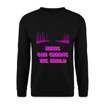 Musik kann die Welt verändern - Unisex Pullover - Schwarz - Vorne - Alina (178cm) & Michal (187cm)