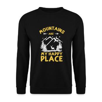 Die Berge sind mein Happy Place - Unisex Pullover - Schwarz - Vorne - Alina (178cm) & Michal (187cm)
