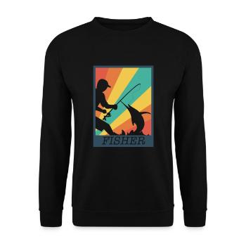 Fisherman Angler Fisherman Fish - Unisex Sweatshirt - black - Front - Alina (178cm) & Michal (187cm)