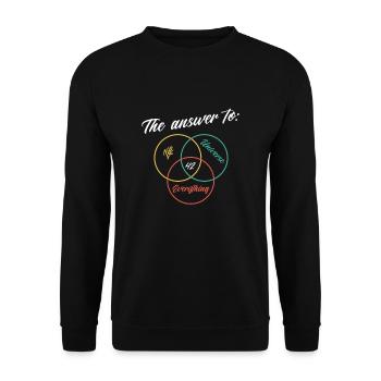 The Answer is 42 nerdy geek - Unisex Pullover - Schwarz - Vorne - Alina (178cm) & Michal (187cm)