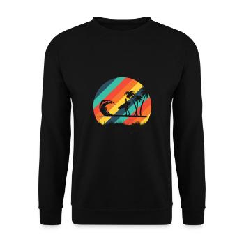 Palmen Surfen Strand Sommer - Unisex Pullover - Schwarz - Vorne - Alina (178cm) & Michal (187cm)