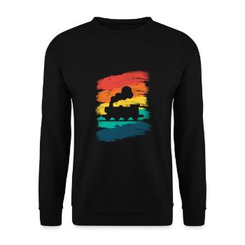 Zug Lokomotive ICE Bahn Lokomotive Eisenbahn 3 - Unisex Pullover - Schwarz - Vorne - Alina (178cm) & Michal (187cm)