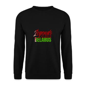 Legends are Born in Belarus Flagge - Unisex Pullover - Schwarz - Vorne - Alina (178cm) & Michal (187cm)