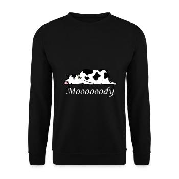 Kuh stimmung müde süß pms - Unisex Pullover - Schwarz - Vorne - Alina (178cm) & Michal (187cm)