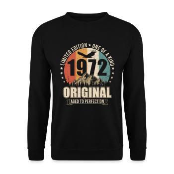 Cadeau d’anniversaire vintage original de 1972 - Sweat-shirt Unisexe - noir - Devant - Alina (178cm) & Michal (187cm)