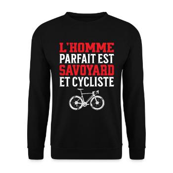 L'Homme Parfait Est Savoyard Cycliste - Sweat-shirt Unisexe - noir - Devant - Alina (178cm) & Michal (187cm)