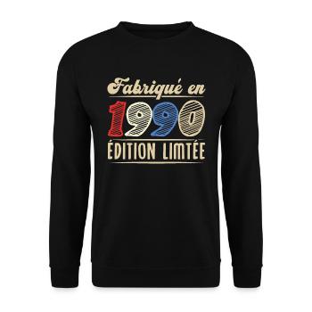 Fabriqué en 1990, Vintage cadeau d'anniversaire - Sweat-shirt Unisexe - noir - Devant - Alina (178cm) & Michal (187cm)