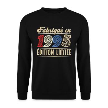 Fabriqué en 1995, Vintage cadeau d'anniversaire - Sweat-shirt Unisexe - noir - Devant - Alina (178cm) & Michal (187cm)