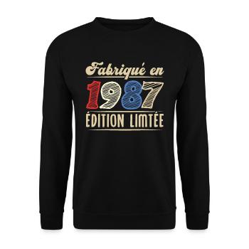 Fabriqué en 1987, Vintage cadeau d'anniversaire - Sweat-shirt Unisexe - noir - Devant - Alina (178cm) & Michal (187cm)