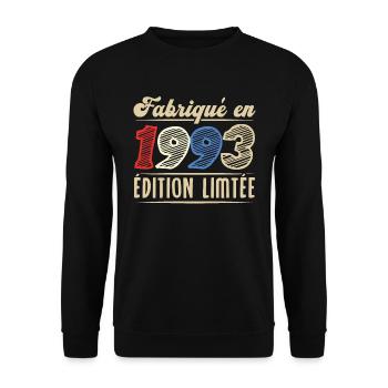 Fabriqué en 1993, Vintage cadeau d'anniversaire - Sweat-shirt Unisexe - noir - Devant - Alina (178cm) & Michal (187cm)