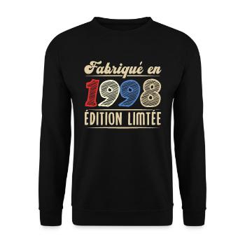 Fabriqué en 1998, Vintage cadeau d'anniversaire - Sweat-shirt Unisexe - noir - Devant - Alina (178cm) & Michal (187cm)