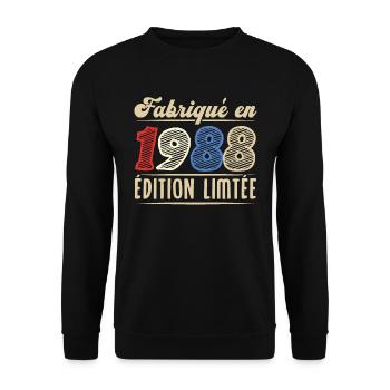 Fabriqué en 1988, Vintage cadeau d'anniversaire - Sweat-shirt Unisexe - noir - Devant - Alina (178cm) & Michal (187cm)