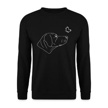 Rhodesian Ridgeback mit Schmetterling - Unisex Pullover - Schwarz - Vorne - Alina (178cm) & Michal (187cm)