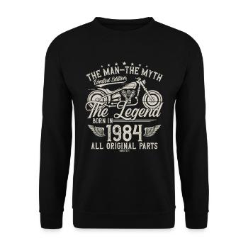 1984 Vintage Man Myth Legend Motorcycle - Unisex Sweatshirt - black - Front - Alina (178cm) & Michal (187cm)