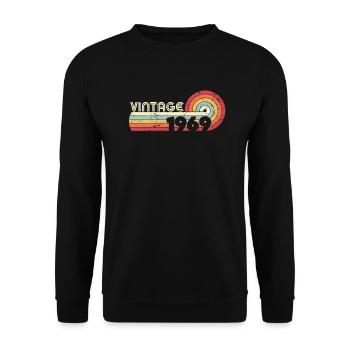1969 Vintage Print, Geburtstagsgeschenk Tee. Retro - Unisex Pullover - Schwarz - Vorne - Alina (178cm) & Michal (187cm)