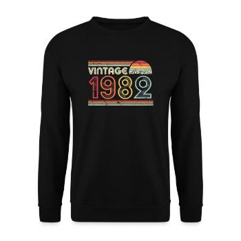 1982 Vintage Print, cadeau d'anniversaire Tee. Rétro - Sweat-shirt Unisexe - noir - Devant - Alina (178cm) & Michal (187cm)