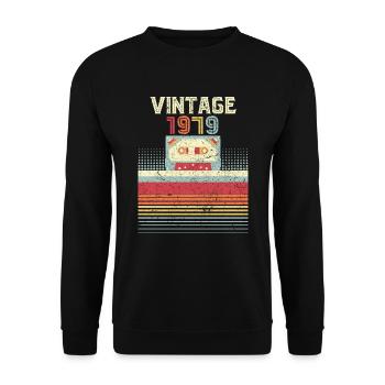 1979 Design vintage, cadeau d'anniversaire Tee. Rétro - Sweat-shirt Unisexe - noir - Devant - Alina (178cm) & Michal (187cm)