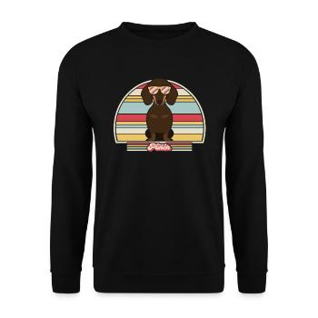 Dachshund Print. Retro Style Graphic - Unisex Sweatshirt - black - Front - Alina (178cm) & Michal (187cm)