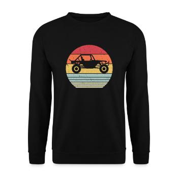 Kann ein Produkt sein. Retro Style Off Road, Strandbuggy - Unisex Pullover - Schwarz - Vorne - Alina (178cm) & Michal (187cm)