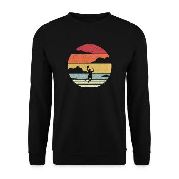 Basketball Grafik. Retro Style Slam Dunk Design - Unisex Pullover - Schwarz - Vorne - Alina (178cm) & Michal (187cm)