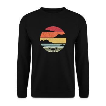 Drone Design. Retro Style Quadcopter Product - Unisex Sweatshirt - black - Front - Alina (178cm) & Michal (187cm)