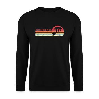 Produit californien. Style rétro CA, USA Print - Sweat-shirt Unisexe - noir - Devant - Alina (178cm) & Michal (187cm)