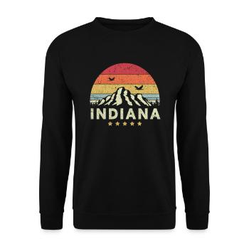 Indiana Design. Retro Style IN, USA Produkt - Unisex Pullover - Schwarz - Vorne - Alina (178cm) & Michal (187cm)