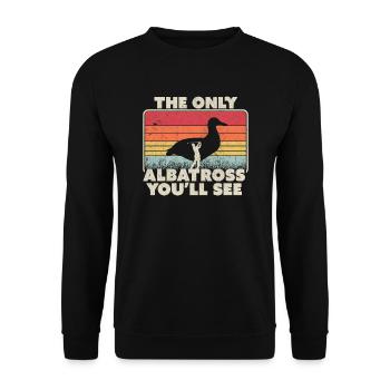 Albatross Print. Retro, Funny Golf Graphic - Unisex Sweatshirt - black - Front - Alina (178cm) & Michal (187cm)