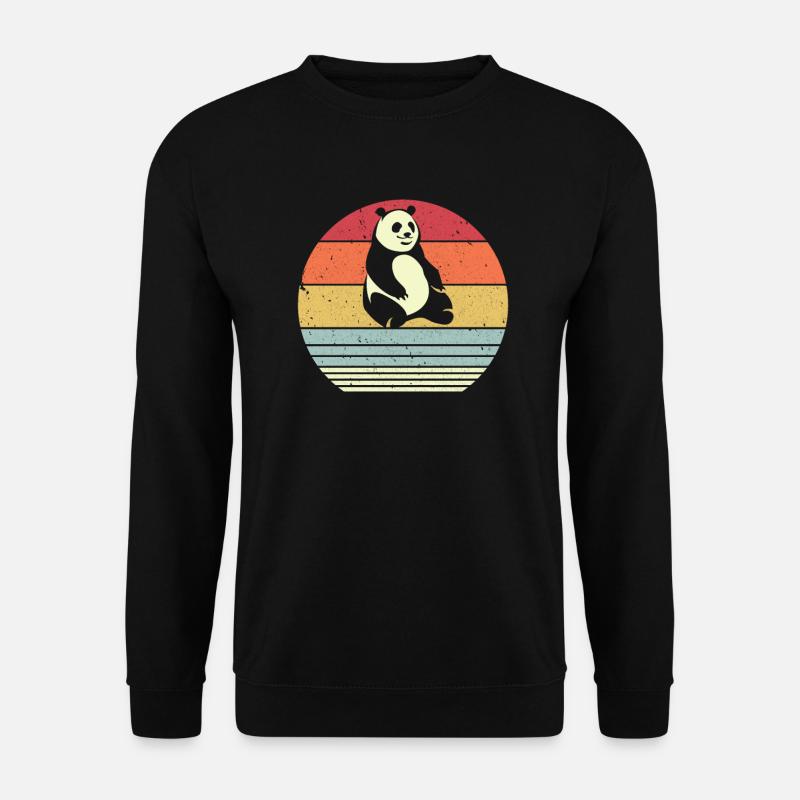 Panda Design. Retro Style Produkt - Unisex Pullover - Schwarz
