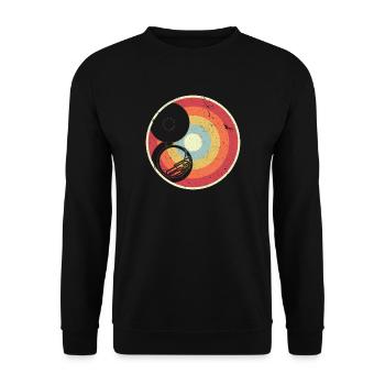 Sousaphone Print. Retro Style Marching Band - Unisex Sweatshirt - black - Front - Alina (178cm) & Michal (187cm)