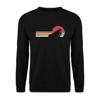 Walross Design. Retro Style Produkt - Unisex Pullover - Schwarz - Vorne - Alina (178cm) & Michal (187cm)