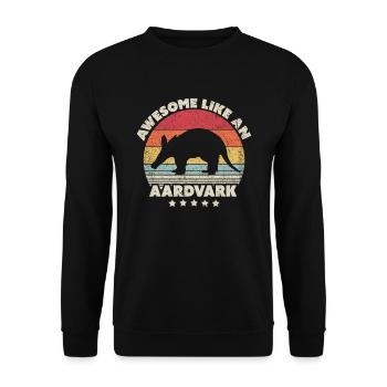 Impression d'Aardvark. Rétro, génial comme un Aardvark - Sweat-shirt Unisexe - noir - Devant - Alina (178cm) & Michal (187cm)