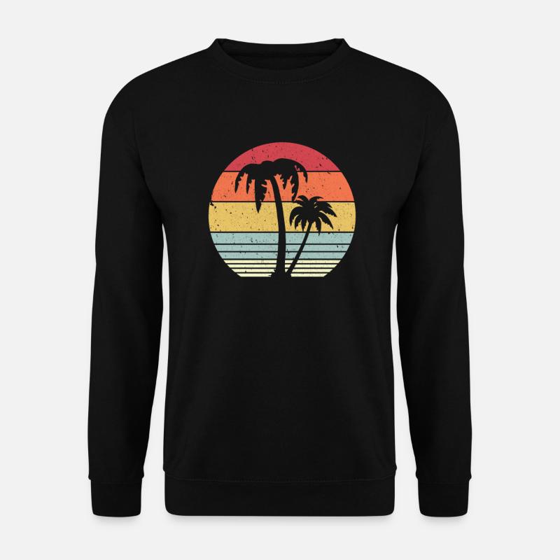Palme, Retro Tropical, Strandgrafik - Unisex Pullover - Schwarz