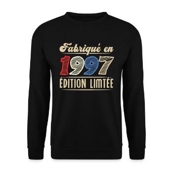 Fabriqué en 1997, Vintage cadeau d'anniversaire - Sweat-shirt Unisexe - noir - Devant - Alina (178cm) & Michal (187cm)