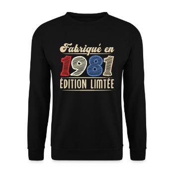 Fabriqué en 1981, Vintage cadeau d'anniversaire - Sweat-shirt Unisexe - noir - Devant - Alina (178cm) & Michal (187cm)