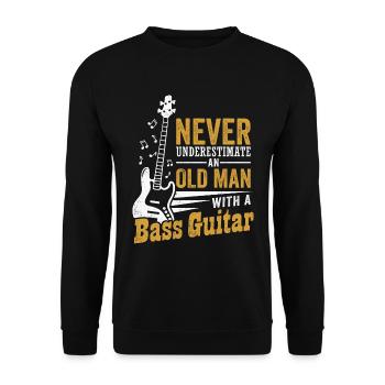 Bassiste Old Man Bassiste Musicien Pension - Sweat-shirt Unisexe - noir - Devant - Alina (178cm) & Michal (187cm)