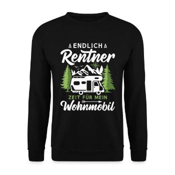 Endlich Rentner Zeit für mein Wohnmobil Camping - Unisex Pullover - Schwarz - Vorne - Alina (178cm) & Michal (187cm)