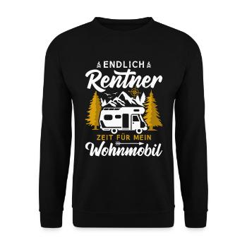 Endlich Rentner Zeit für mein Wohnmobil Camping - Unisex Pullover - Schwarz - Vorne - Alina (178cm) & Michal (187cm)