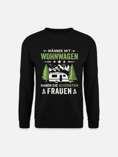 Camping Männer mit Wohnwagen Camper - Unisex Pullover - Schwarz