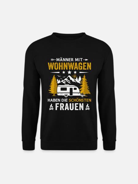 Camping Männer mit Wohnwagen Camper - Unisex Pullover - Schwarz