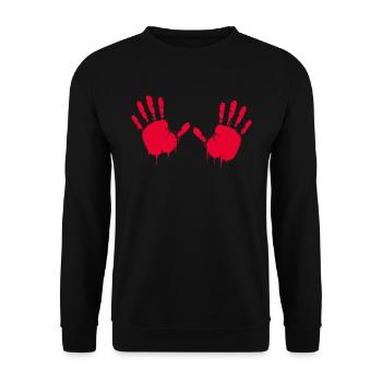Mains, empreinte avec de la peinture fraîche - Sweat-shirt Unisexe - noir - Devant - Alina (178cm) & Michal (187cm)