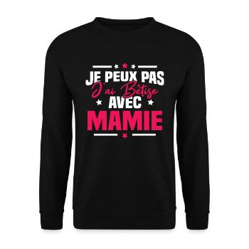 Je peux pas j'ai bêtise avec mamie - Sweat-shirt Unisexe - noir - Devant - Alina (178cm) & Michal (187cm)