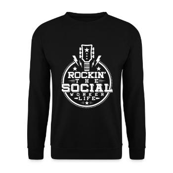 Rockin The Social Worker Life - Unisex Sweatshirt - black - Front - Alina (178cm) & Michal (187cm)